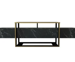 Mobile porta TV Jo, 160x46h50 cm, Nero e Oro<Dmora Fashion