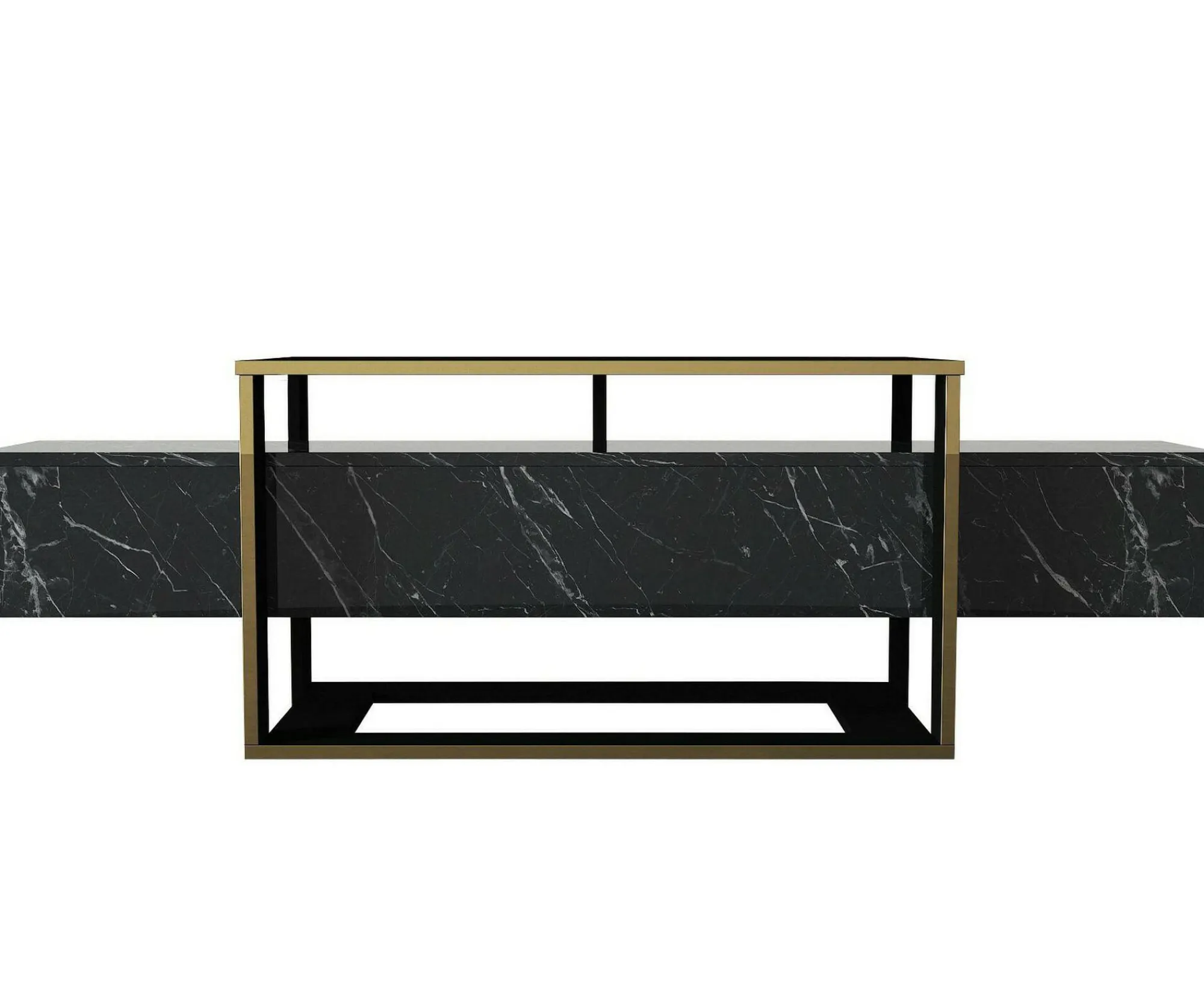 Mobile porta TV Jo, 160x46h50 cm, Nero e Oro<Dmora Fashion