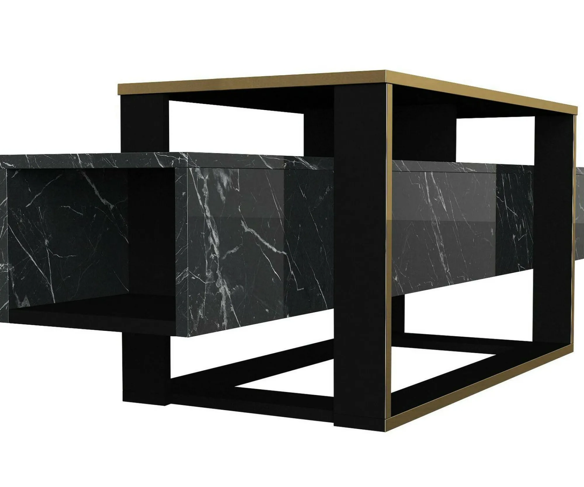Mobile porta TV Jo, 160x46h50 cm, Nero e Oro<Dmora Fashion