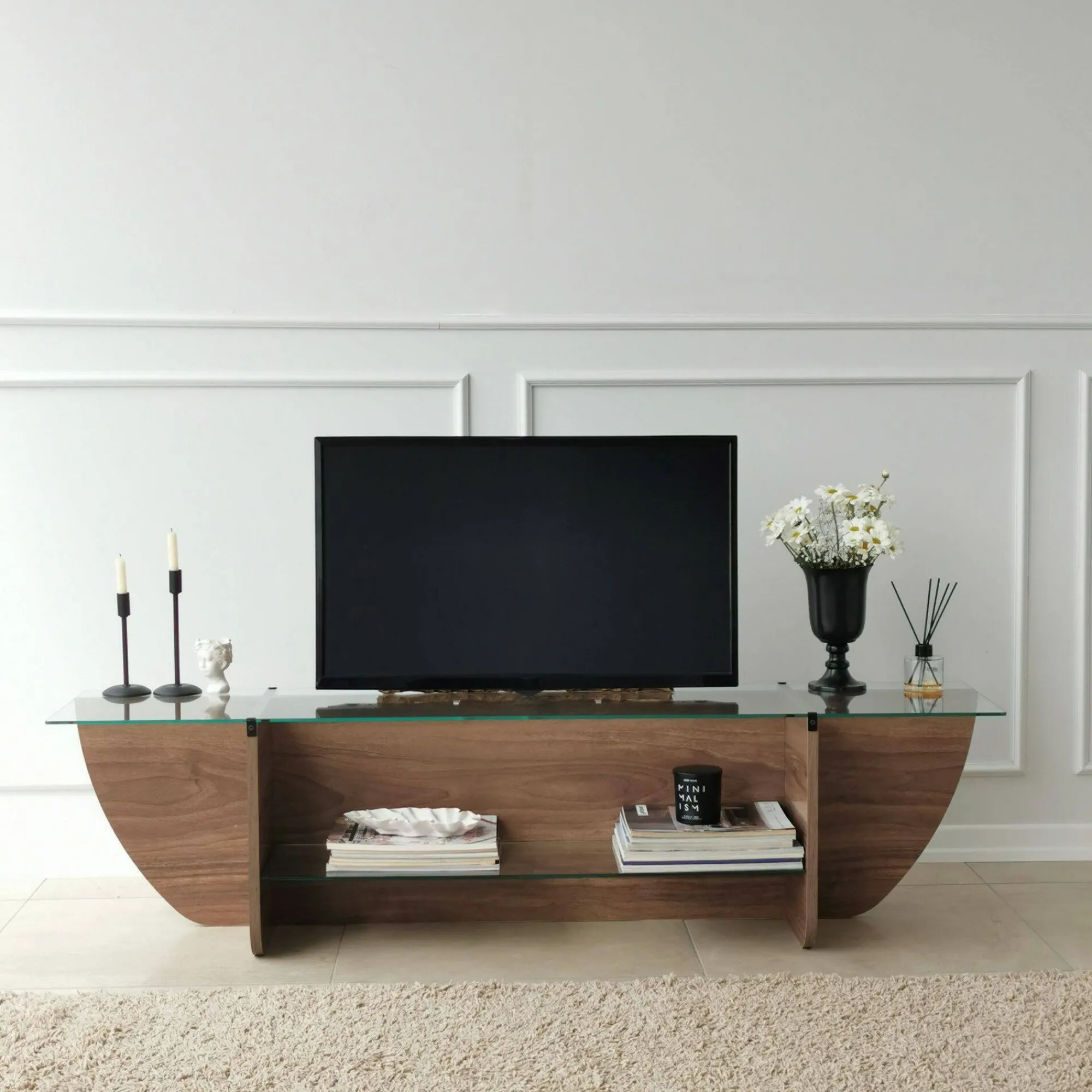 Mobile porta TV Kasuga, 158x35h40 cm,<Dmora Store