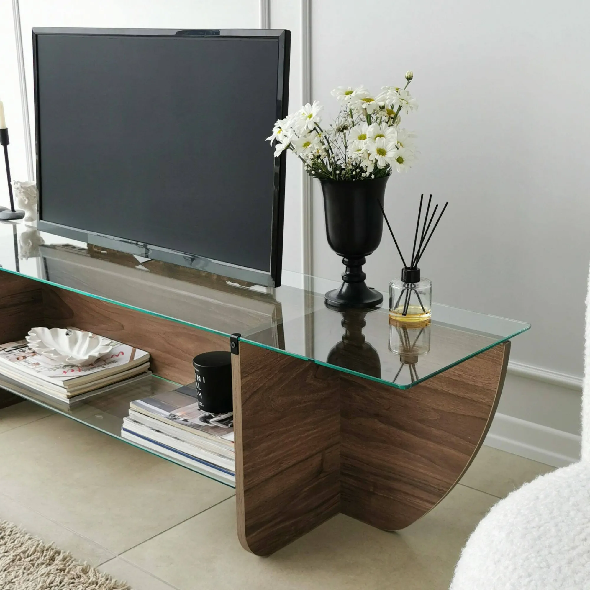 Mobile porta TV Kasuga, 158x35h40 cm,<Dmora Store