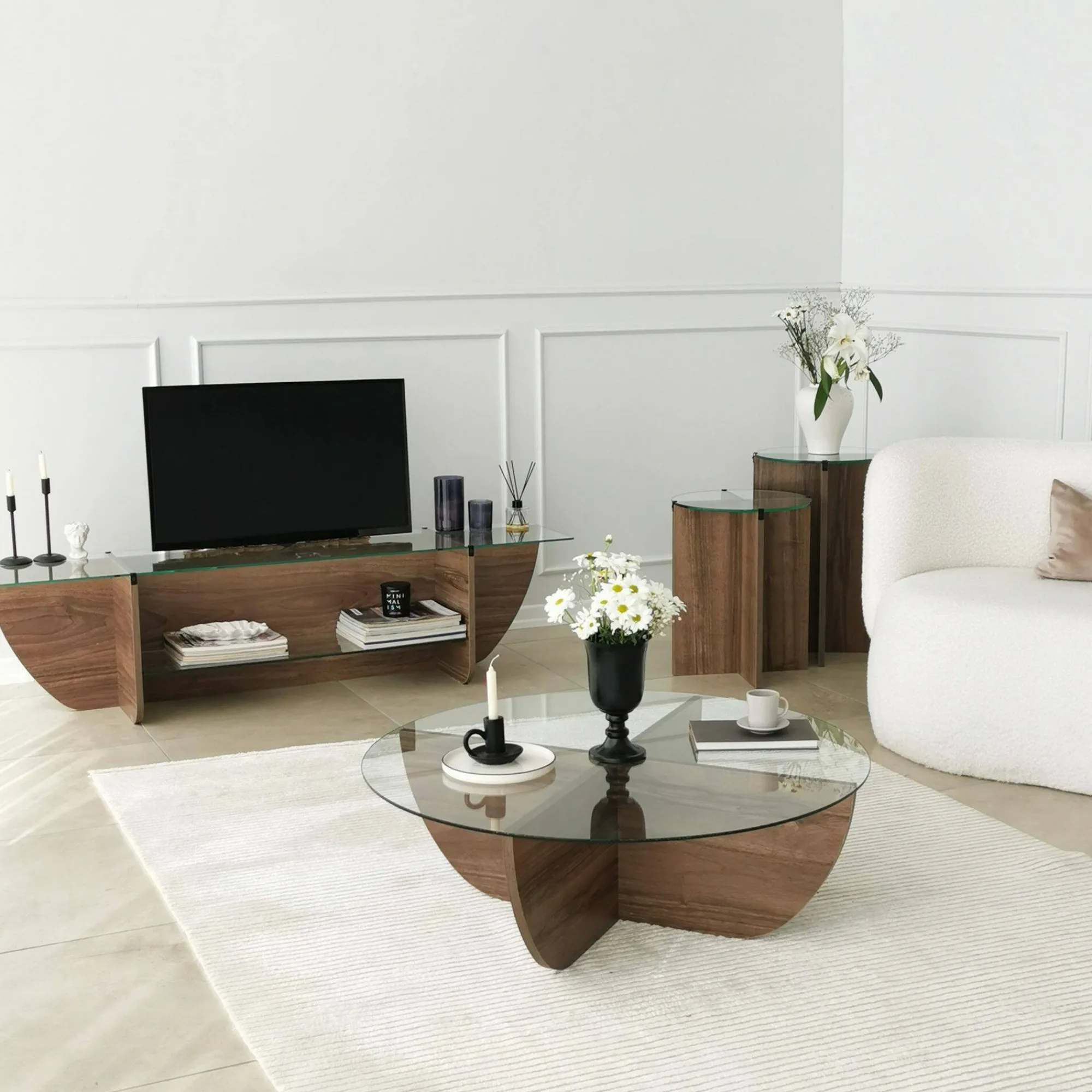 Mobile porta TV Kasuga, 158x35h40 cm,<Dmora Store
