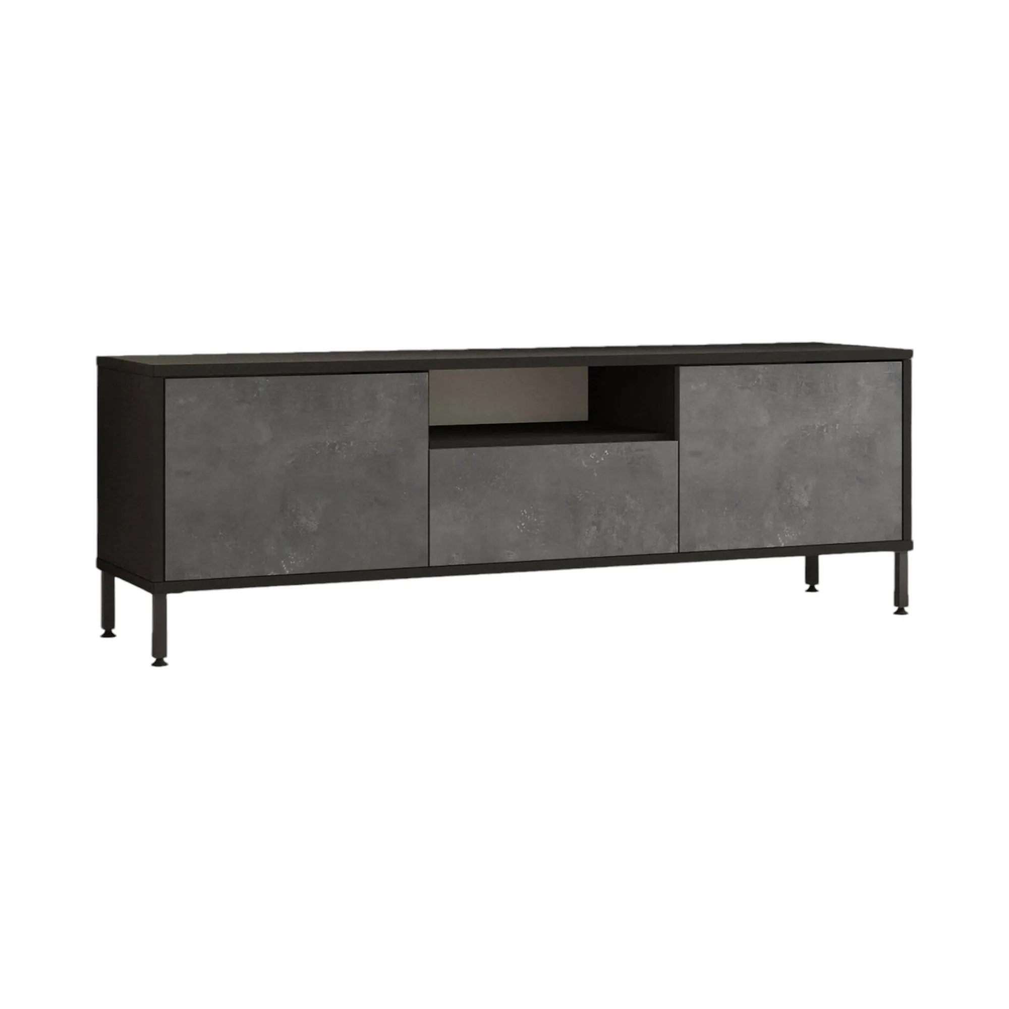 Mobile porta TV Khagan, 140x36 h46 cm, Argento e Nero<Dmora Shop