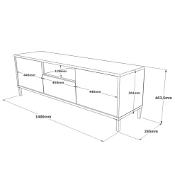 Mobile porta TV Khagan, 140x36 h46 cm, Argento e Nero<Dmora Shop