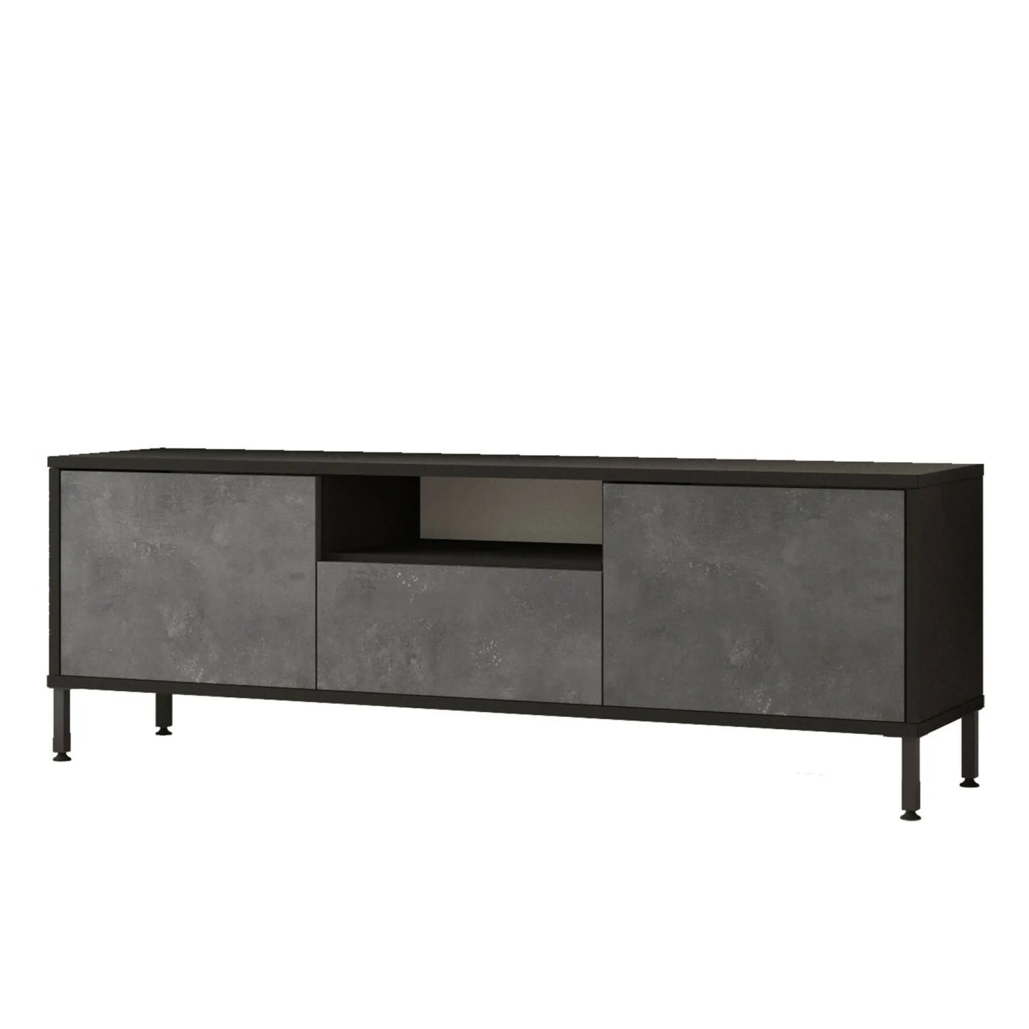 Mobile porta TV Khagan, 140x36 h46 cm, Argento e Nero<Dmora Shop