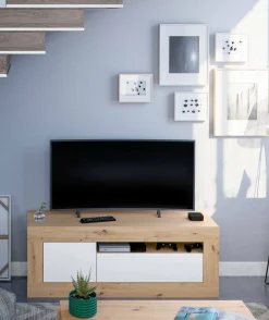 Mobile porta TV Kunzite, 139x42h53 cm, Rovere nodi e Bianco<Dmora Store
