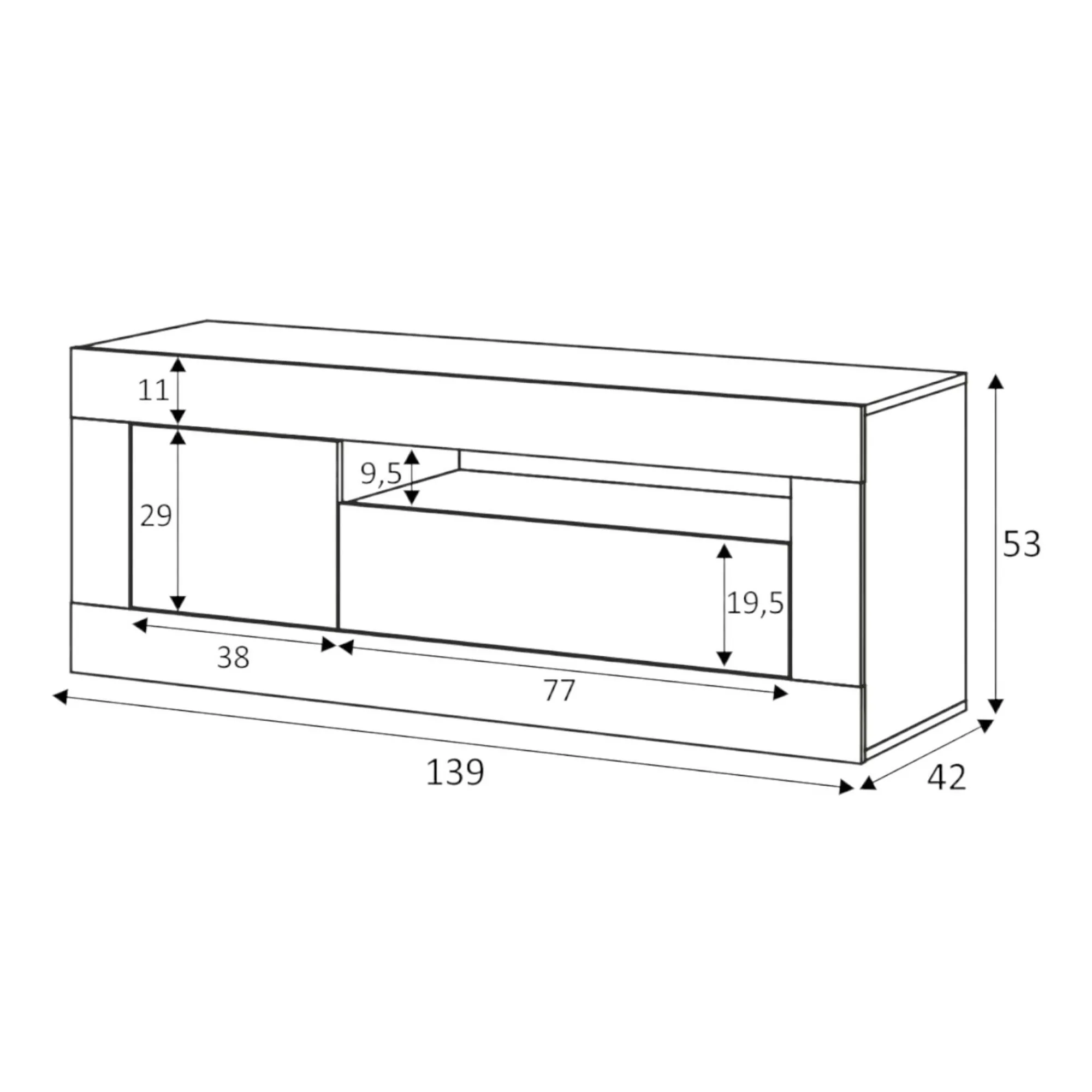 Mobile porta TV Kunzite, 139x42h53 cm, Rovere e Bianco<Dmora Best Sale