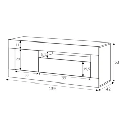 Mobile porta TV Kunzite, 139x42h53 cm, Rovere nodi e Bianco<Dmora Store