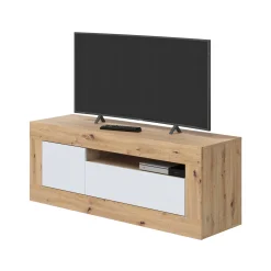 Mobile porta TV Kunzite, 139x42h53 cm, Rovere nodi e Bianco<Dmora Store
