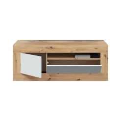 Mobile porta TV Kunzite, 139x42h53 cm, Rovere nodi e Bianco<Dmora Store