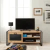 Mobile porta TV Luban, Quercia e Nero, 130x45h50 cm<Dmora Outlet