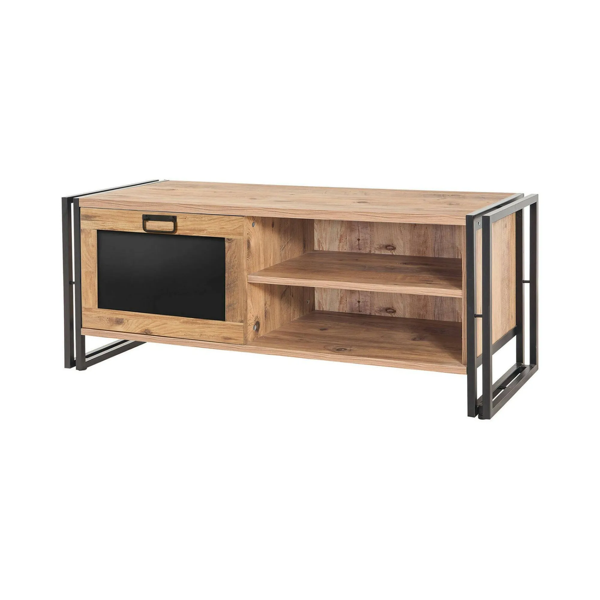 Mobile porta TV Luban, Quercia e Nero, 130x45h50 cm<Dmora Outlet