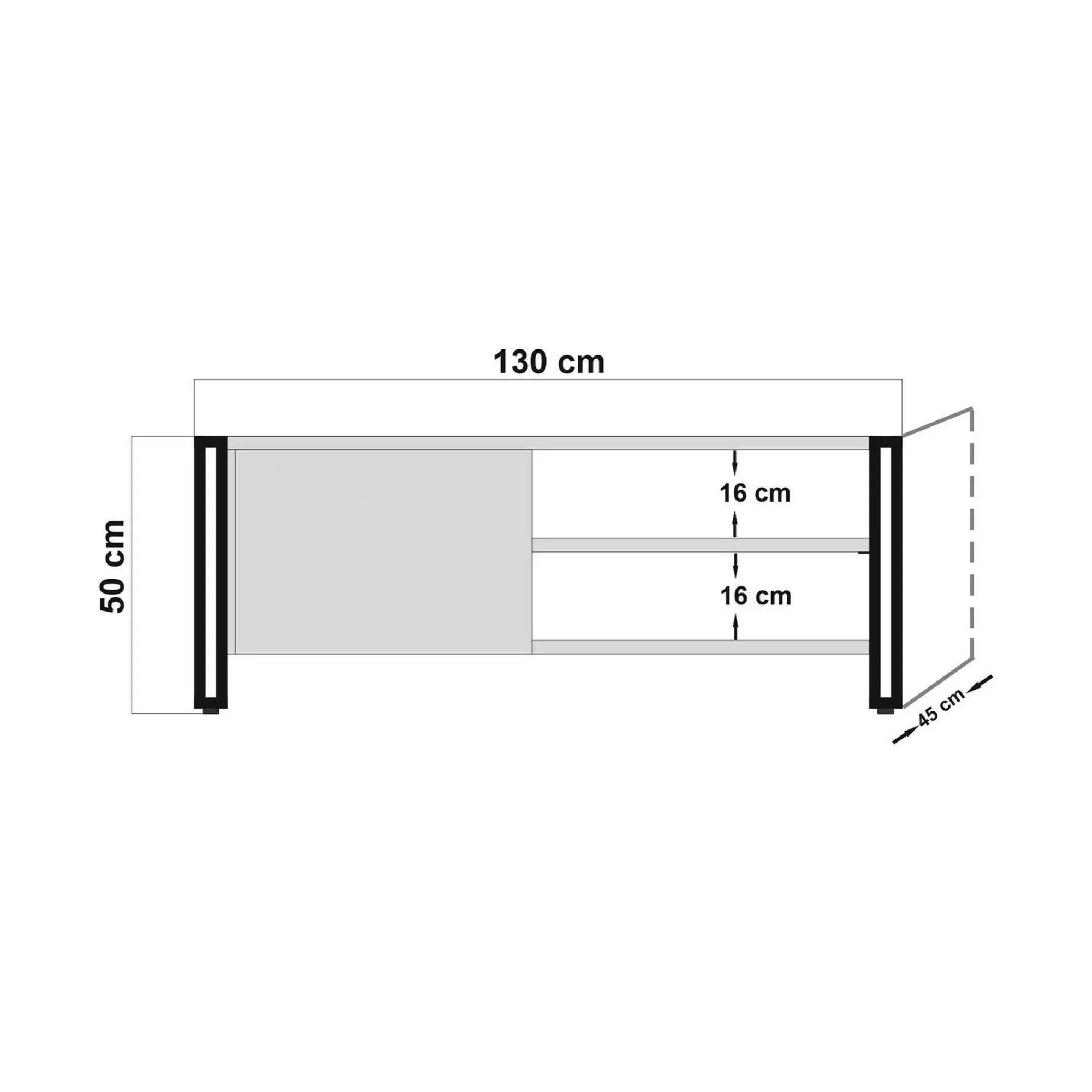 Mobile porta TV Luban, Quercia e Nero, 130x45h50 cm<Dmora Outlet