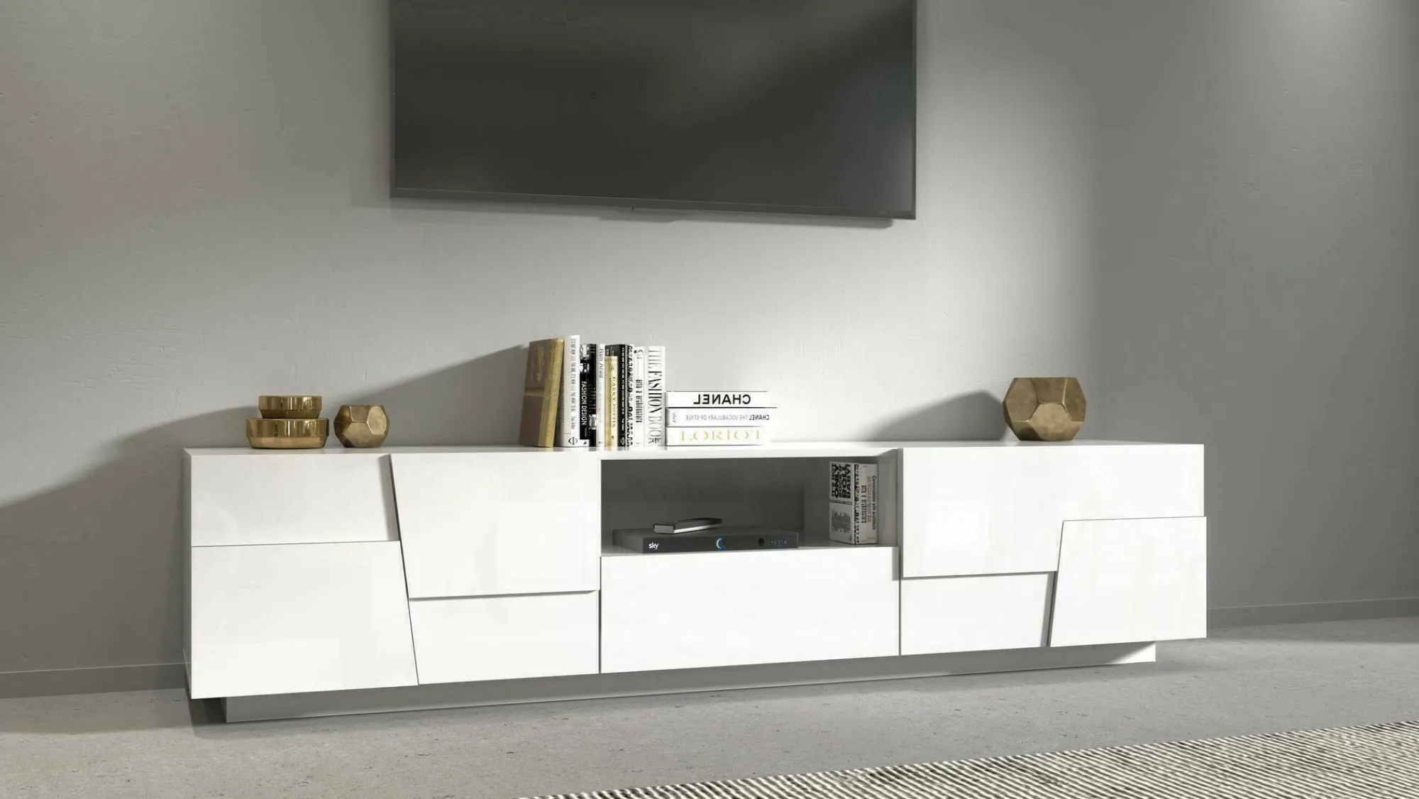 Mobile porta TV Maestrale, 220x44h46 cm, lucido<Dmora Online