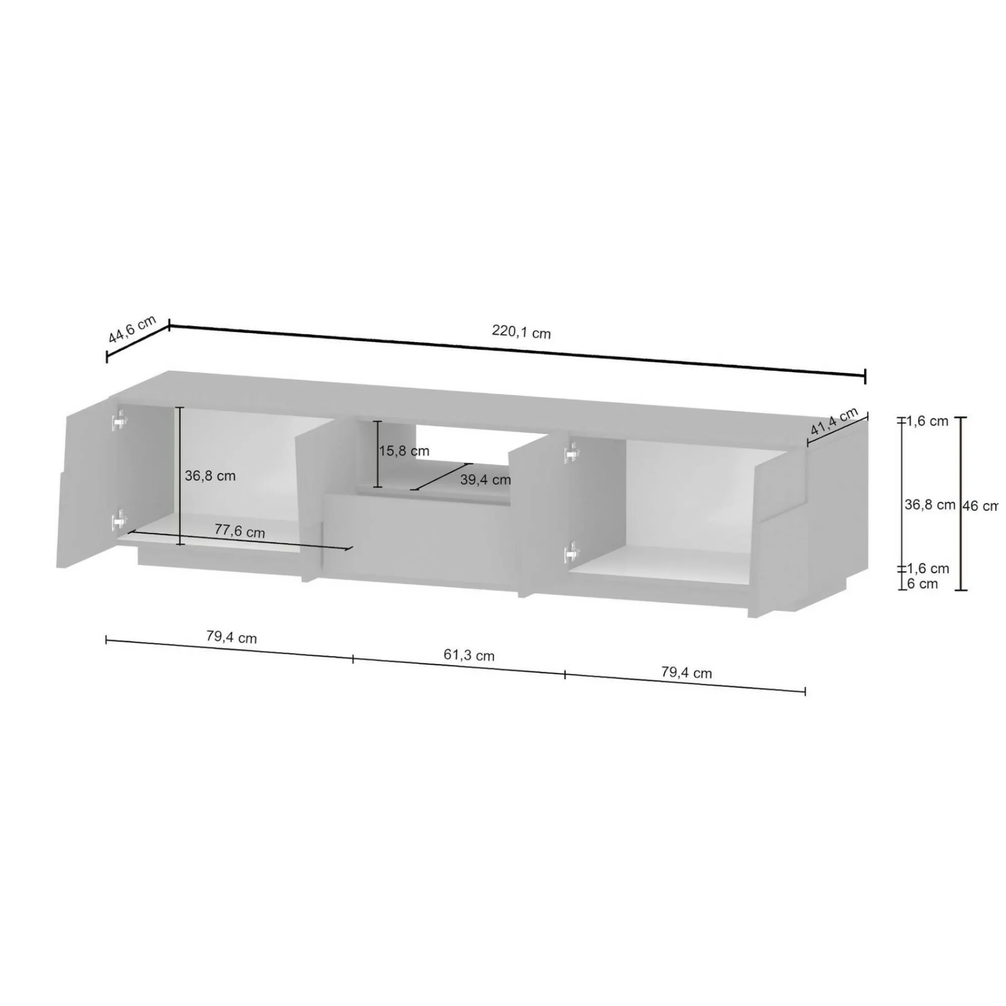 Mobile porta TV Maestrale, 220x44h46 cm,<Dmora Discount