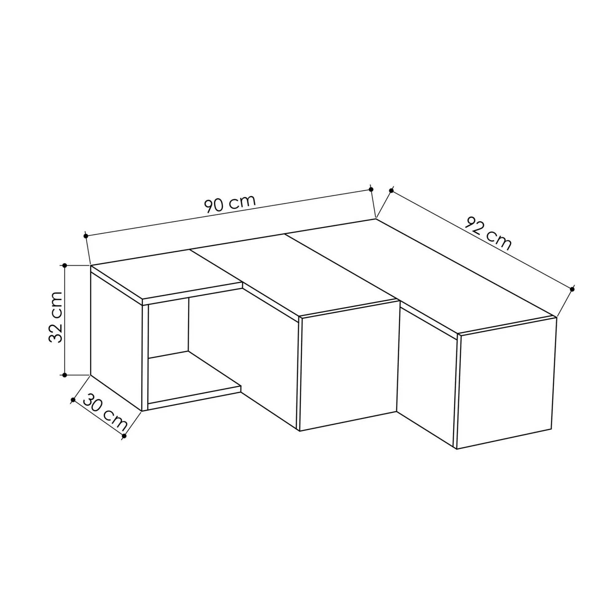 Mobile porta TV Malachie, 90x92 h32 cm, Bianco e Quercia<Dmora Clearance