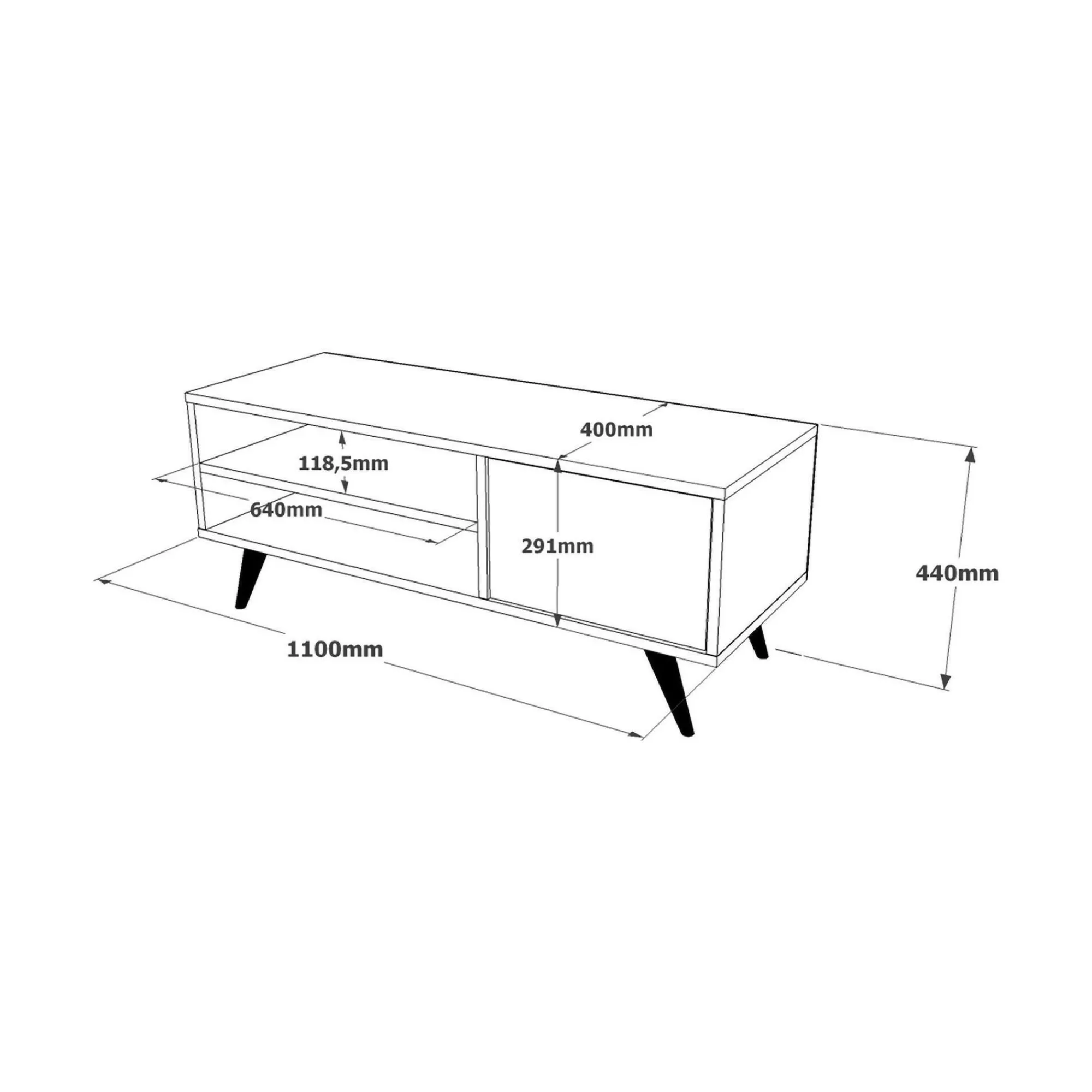 Mobile porta TV Max, 110x40h44 cm,<Dmora New