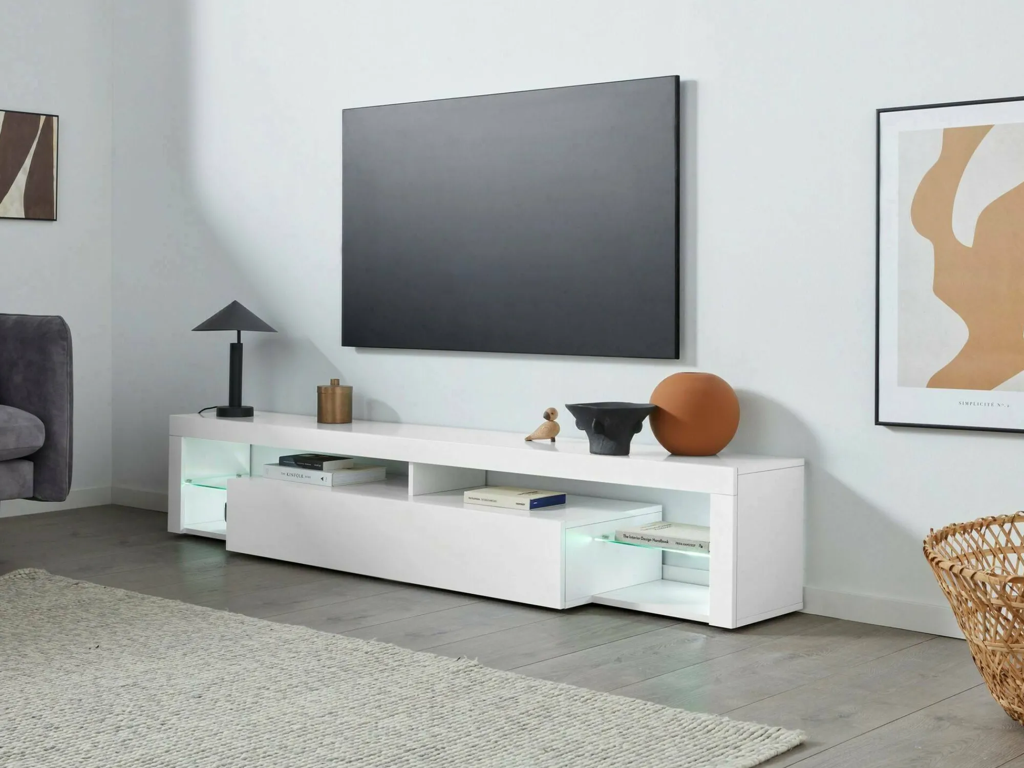 Mobile porta TV Meti, 200x40h35 cm, lucido<Dmora Discount