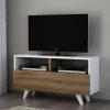 Mobile porta TV Mun, 90x30 h51 cm, Bianco e Noce<Dmora Discount