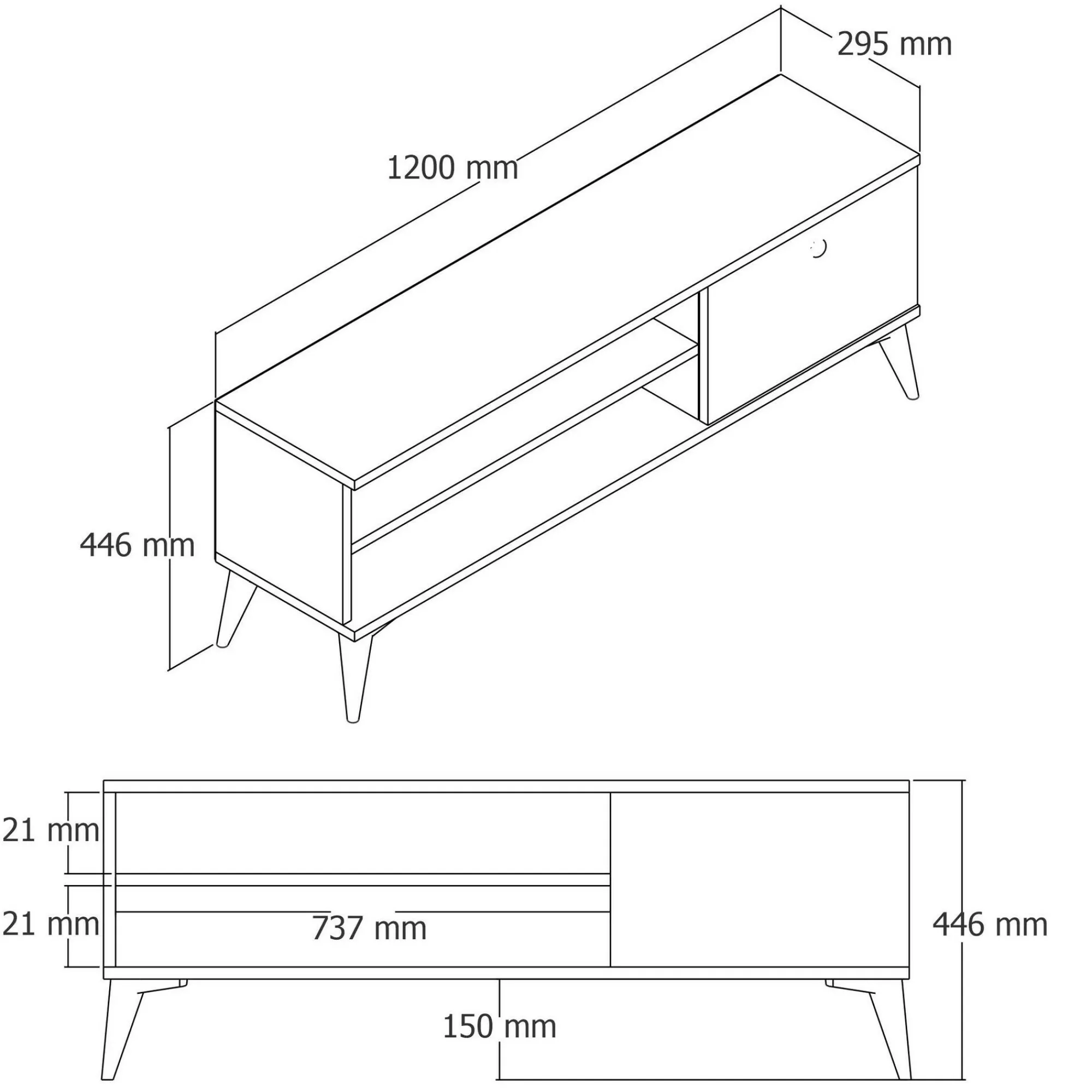 Mobile porta TV Muqdisho, 120x30 h45 cm,<Dmora Sale