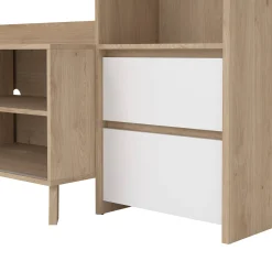 Mobile porta TV Nanette, Credenza da soggiorno, Armadio basso per TV, Base parete attrezzata, 48x209 h183 cm, Rovere e Bianco<Dmora Sale