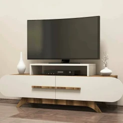 Mobile porta TV Nesat, 145x37 h50 cm, Noce e Crema<Dmora Flash Sale