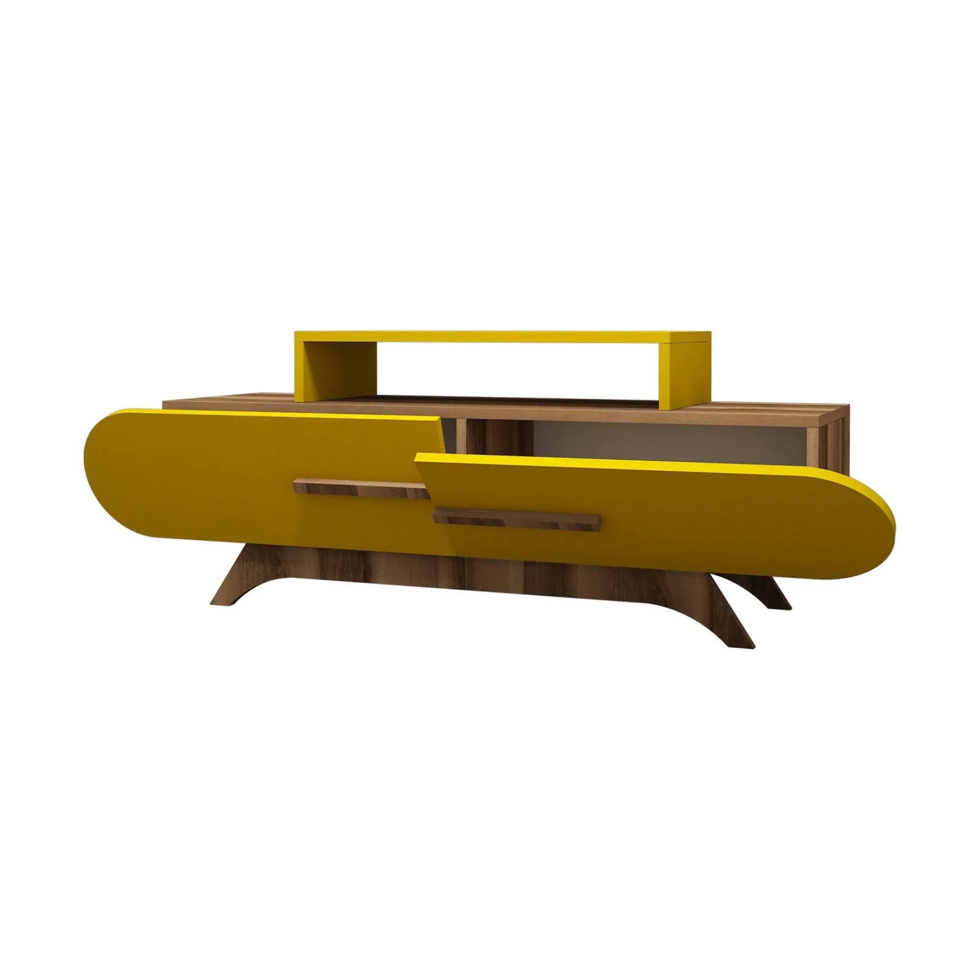 Mobile porta TV Nesat, 145x37 h50 cm, Noce e Giallo<Dmora Cheap