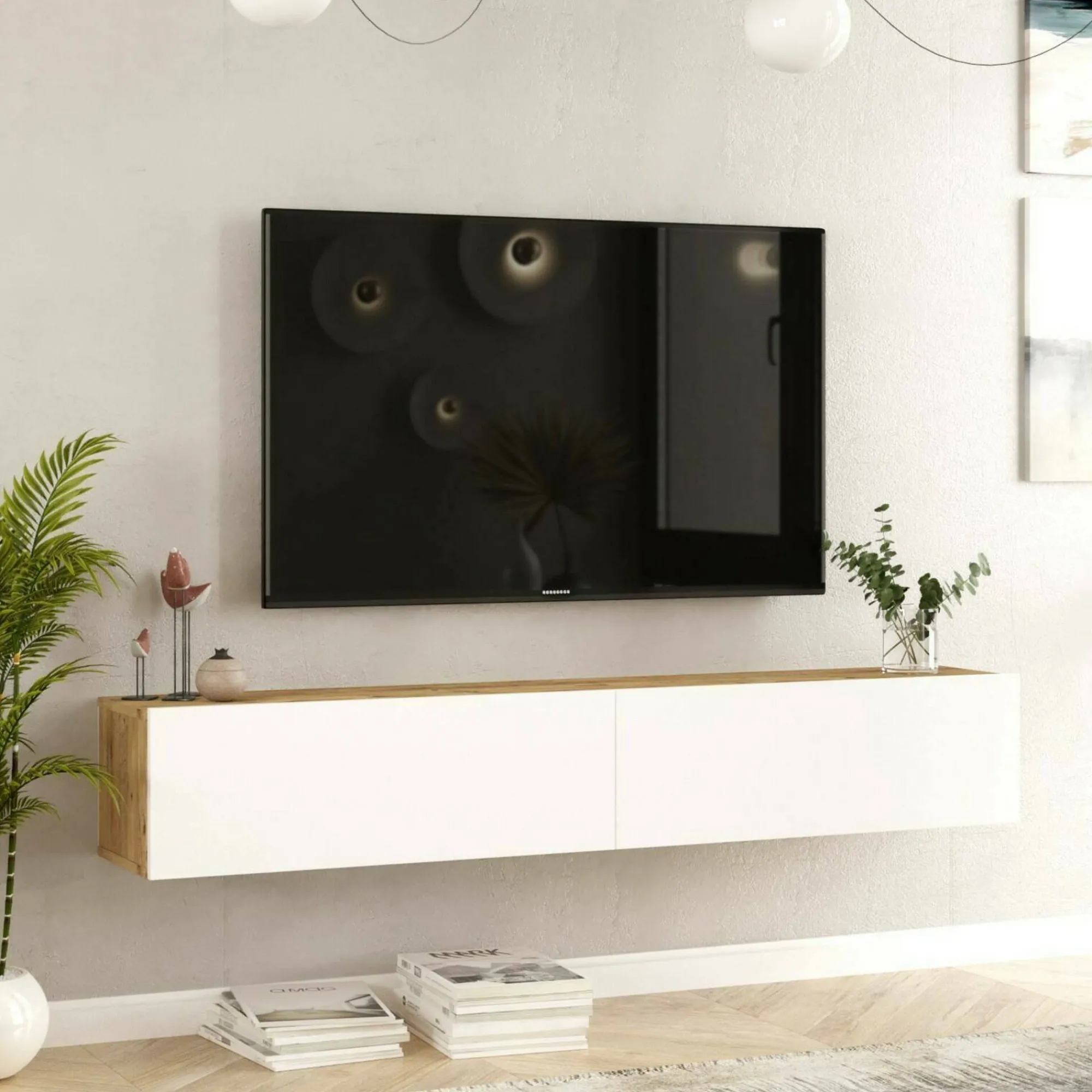 Mobile porta TV Pavone, 180x32h30 cm, Quercia e Bianco<Dmora Flash Sale