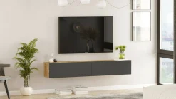 Mobile porta TV Pavone, 180x32h30 cm, Quercia e Antracite<Dmora Best Sale