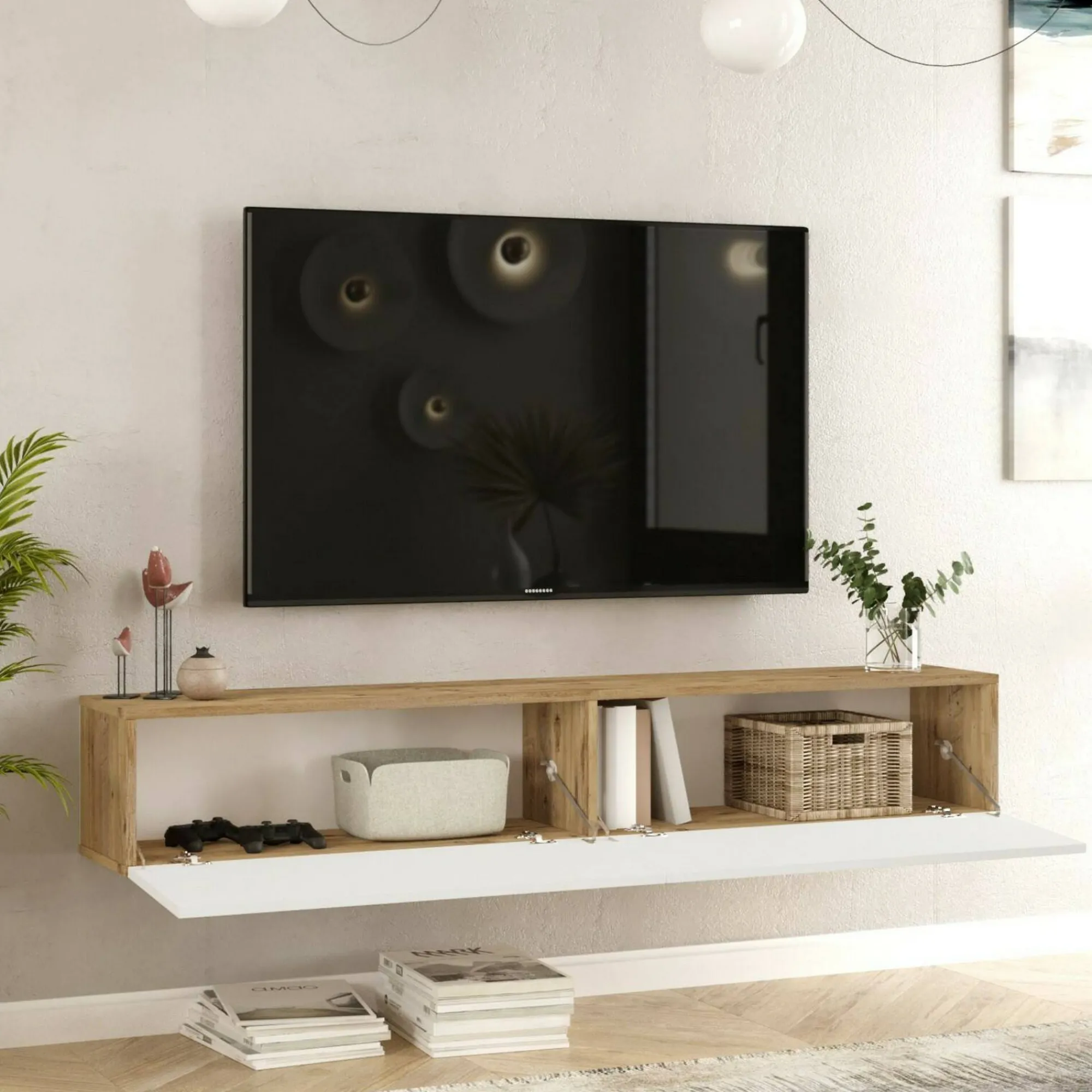 Mobile porta TV Pavone, 180x32h30 cm, Quercia e Bianco<Dmora Flash Sale