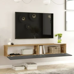 Mobile porta TV Pavone, 180x32h30 cm, Quercia e Antracite<Dmora Best Sale