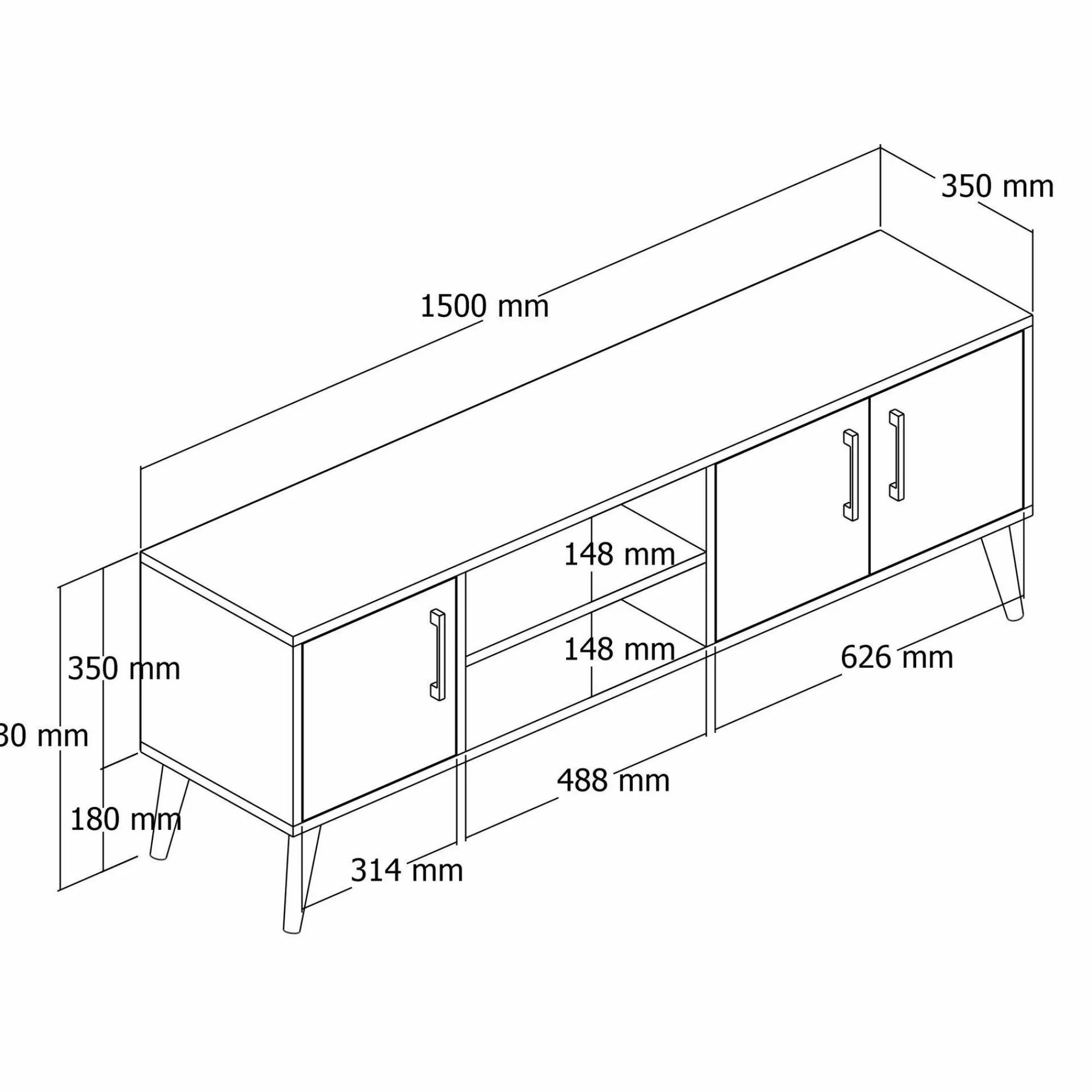 Mobile porta TV Rosita, 150x34 h52 cm, Quercia e Bianco<Dmora Sale