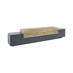 Mobile porta TV Tiche, cm 240x45h52, Antracite e Acero<Dmora Best