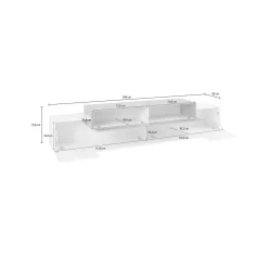 Mobile porta TV Tiche, cm 240x45h52, Bianco lucido e Ardesia<Dmora Best