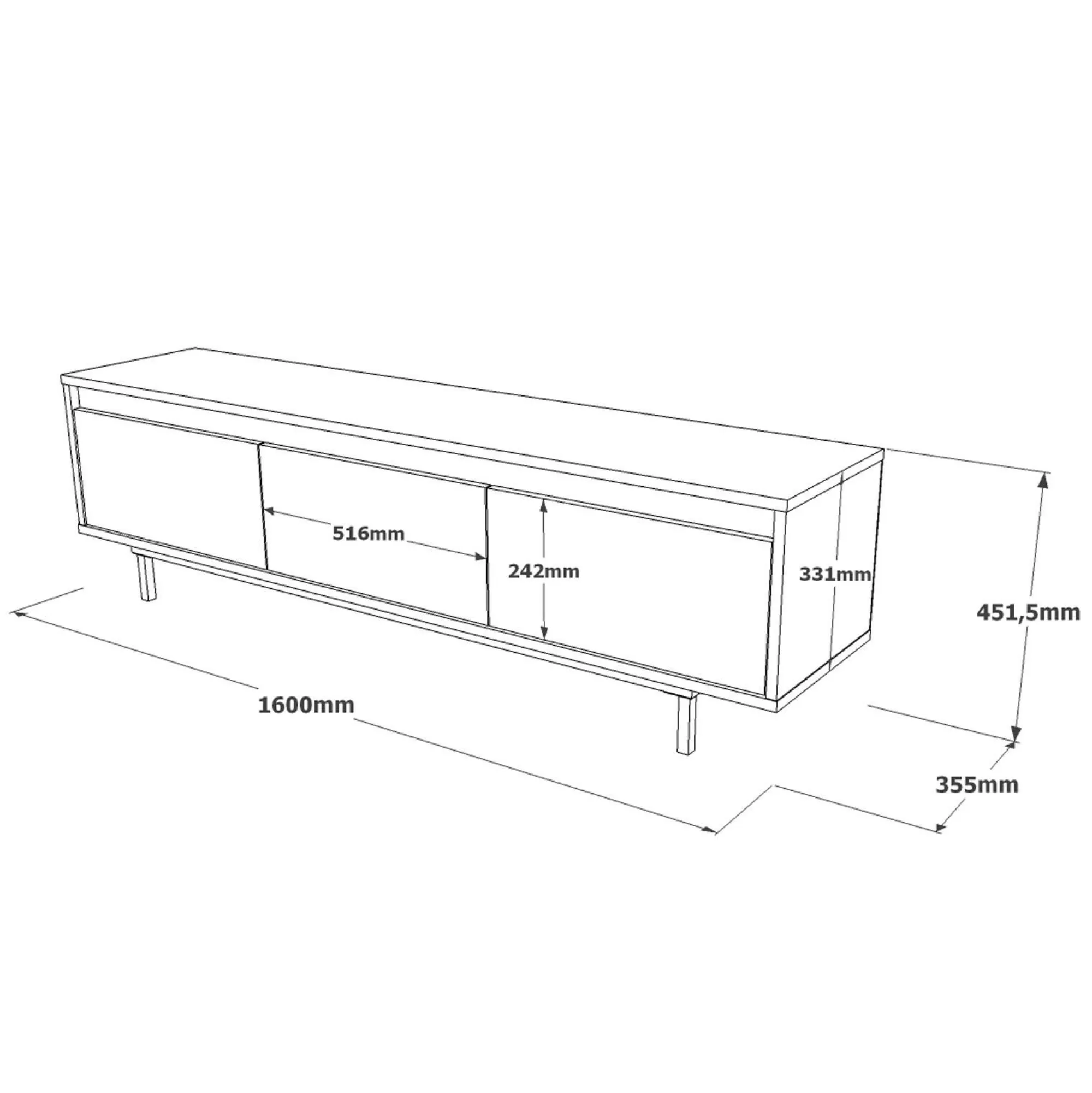 Mobile porta TV Titli, 160x36 h45 cm, Quercia e Nero<Dmora Online