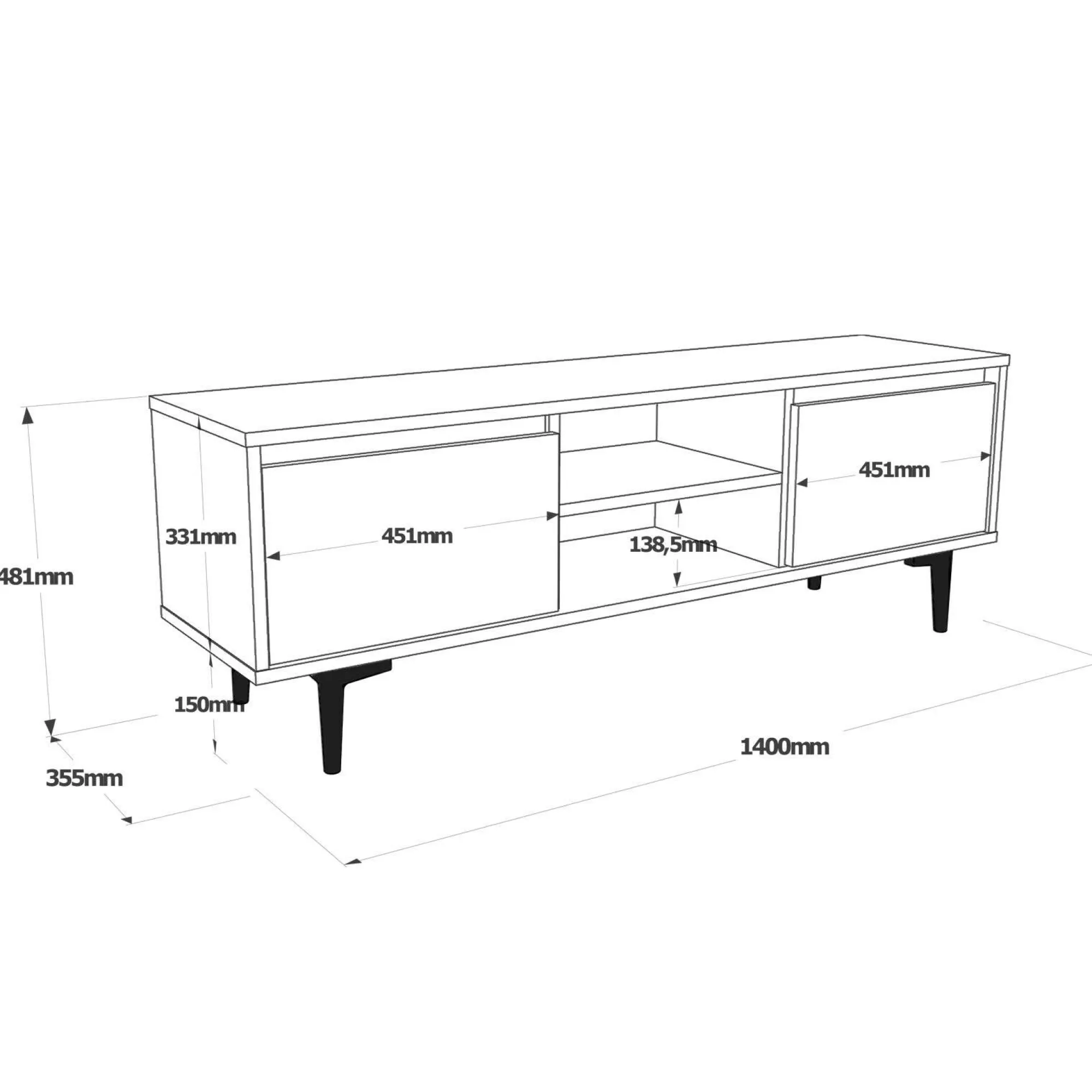 Mobile porta TV Toscana, 140x36 h48 cm, Marrone e Antracite<Dmora Store