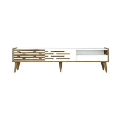 Mobile porta TV Upana, 180x45h35 cm, Bianco e Noce<Dmora Online