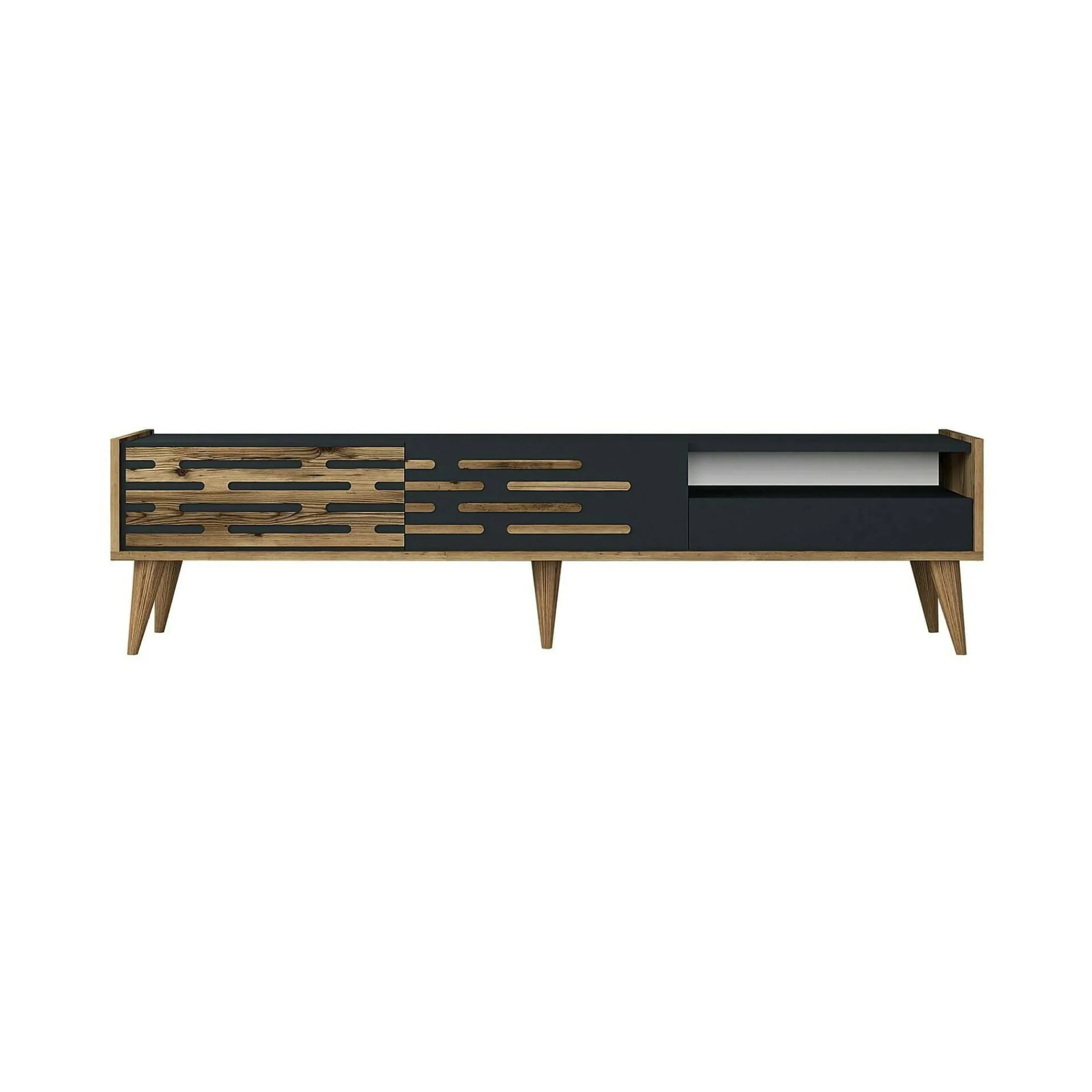 Mobile porta TV Upana, 180x45h35 cm, Antracite e Noce<Dmora Shop