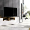 Mobile porta TV Vulcano, 142x35h44 cm, Bianco e Rovere Nodi<Dmora Hot