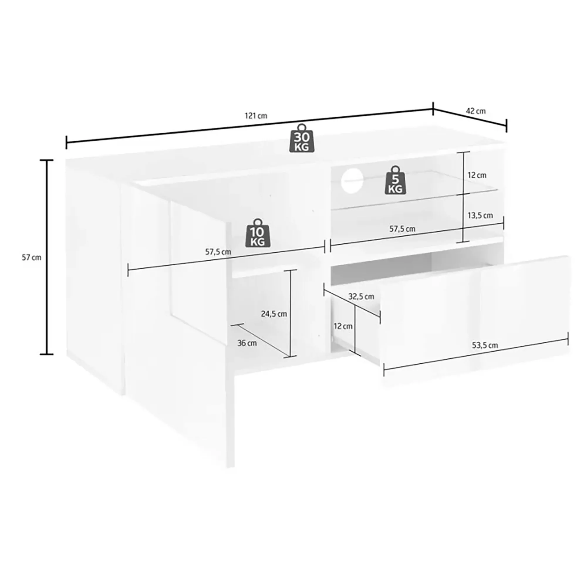 Mobile porta TV Ward, 122x43 h57 cm,<Dmora Best