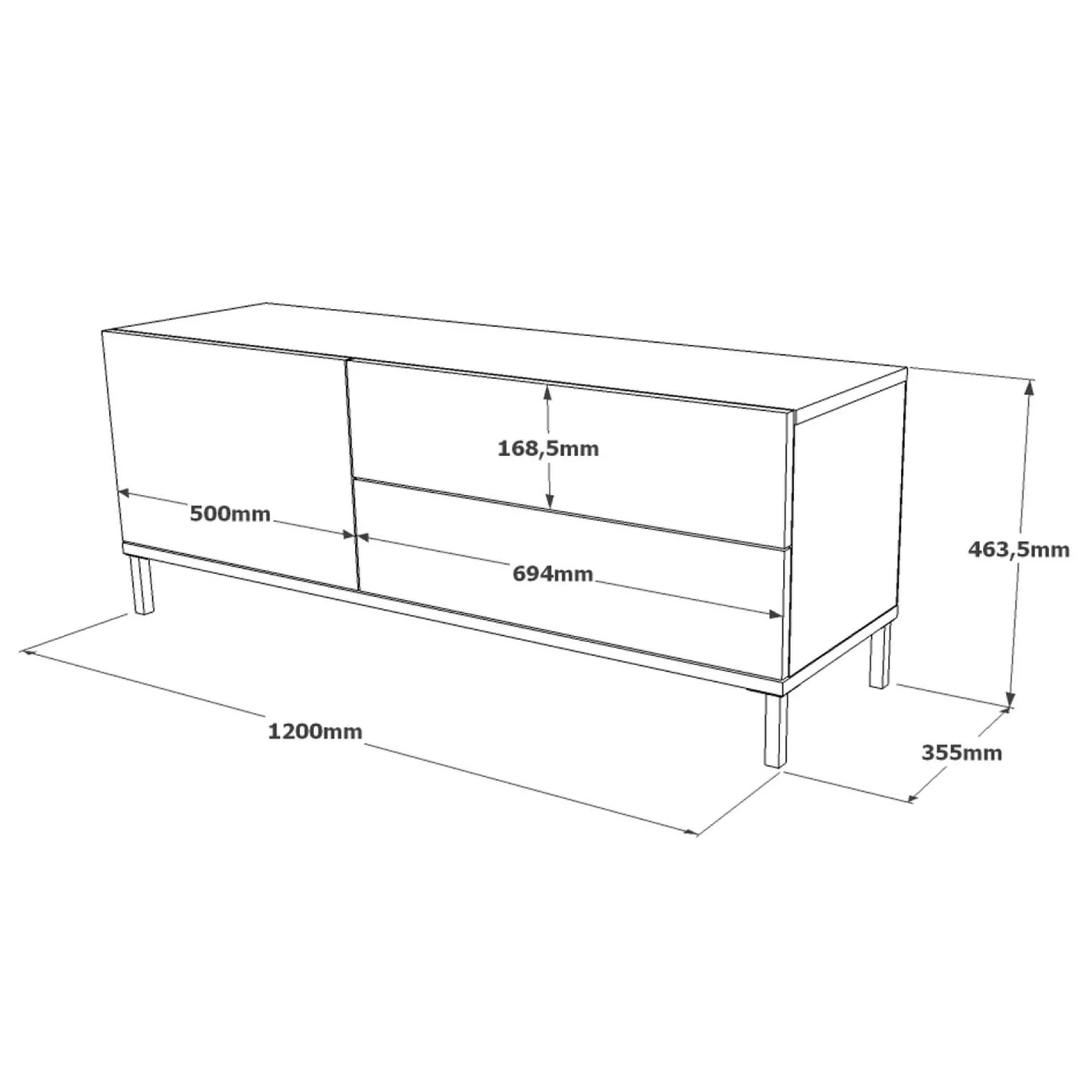 Mobile porta TV Zephir, 120x36 h46 cm, Argento e Nero<Dmora Best
