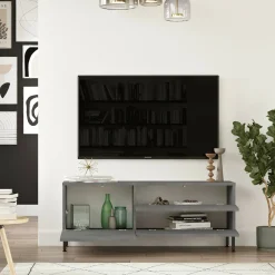 Mobile porta TV Zephir, 120x36 h46 cm, Argento e Nero<Dmora Best