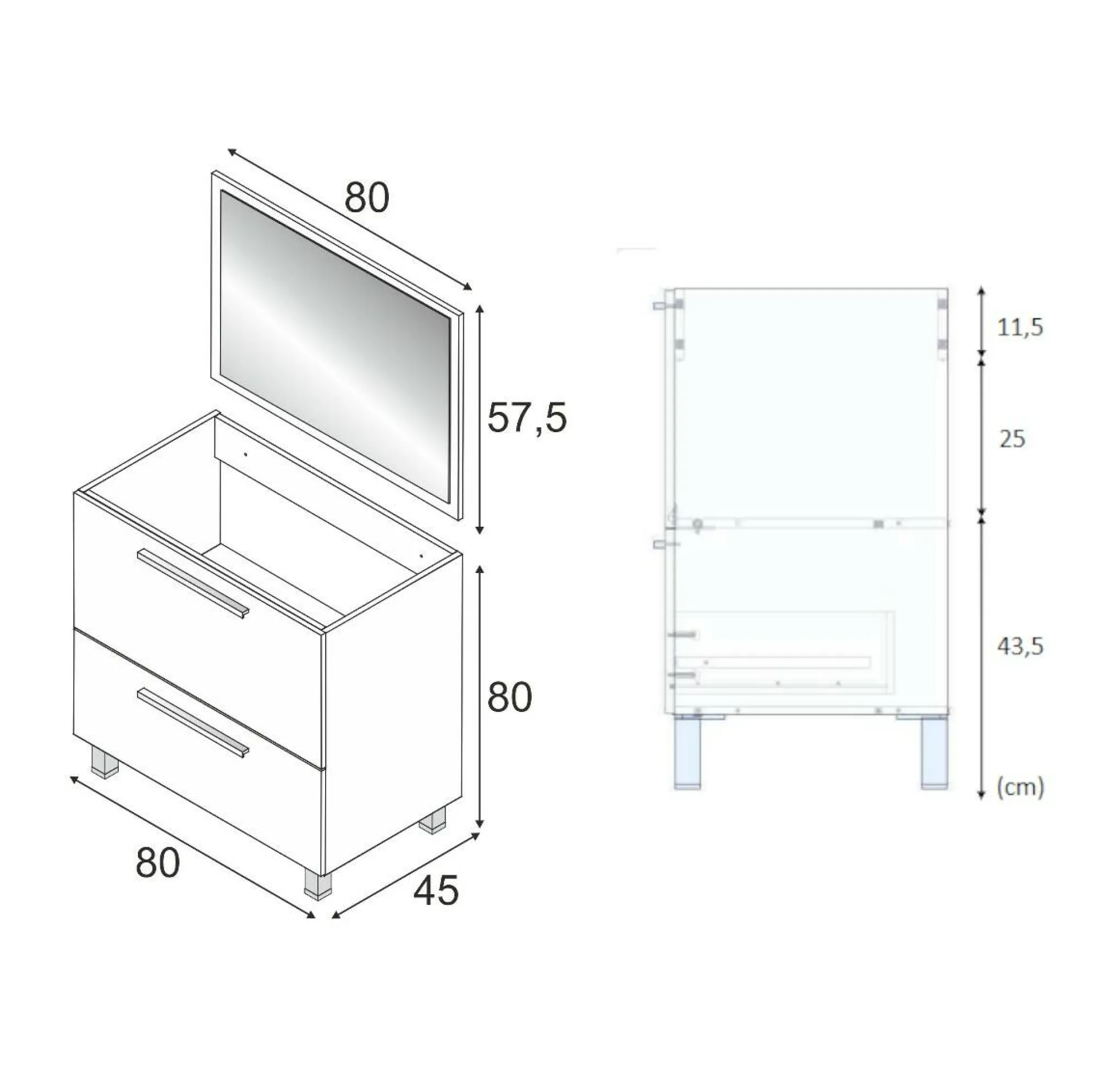 Mobile sottolavabo Abel, 80x45h80 cm,<Dmora Hot