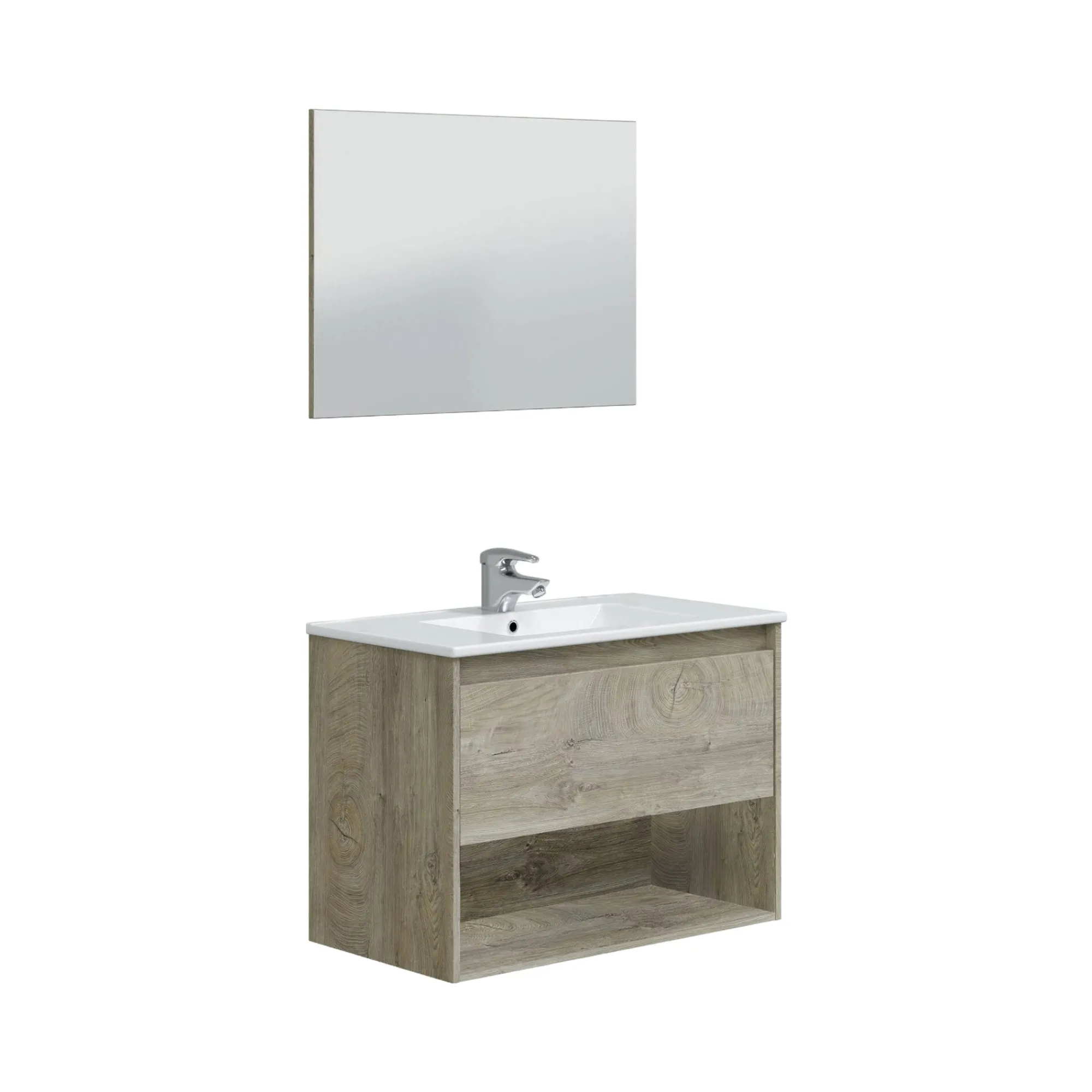 Mobile sottolavabo Akne, 80x59h45 cm, Rovere e Bianco<Dmora New