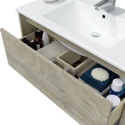 Mobile sottolavabo Akne, 80x59h45 cm, Rovere e Bianco<Dmora New