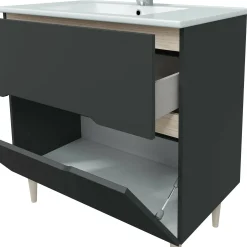 Mobile sottolavabo Avona, 80x45h80 cm, Antracite e Rovere<Dmora Hot