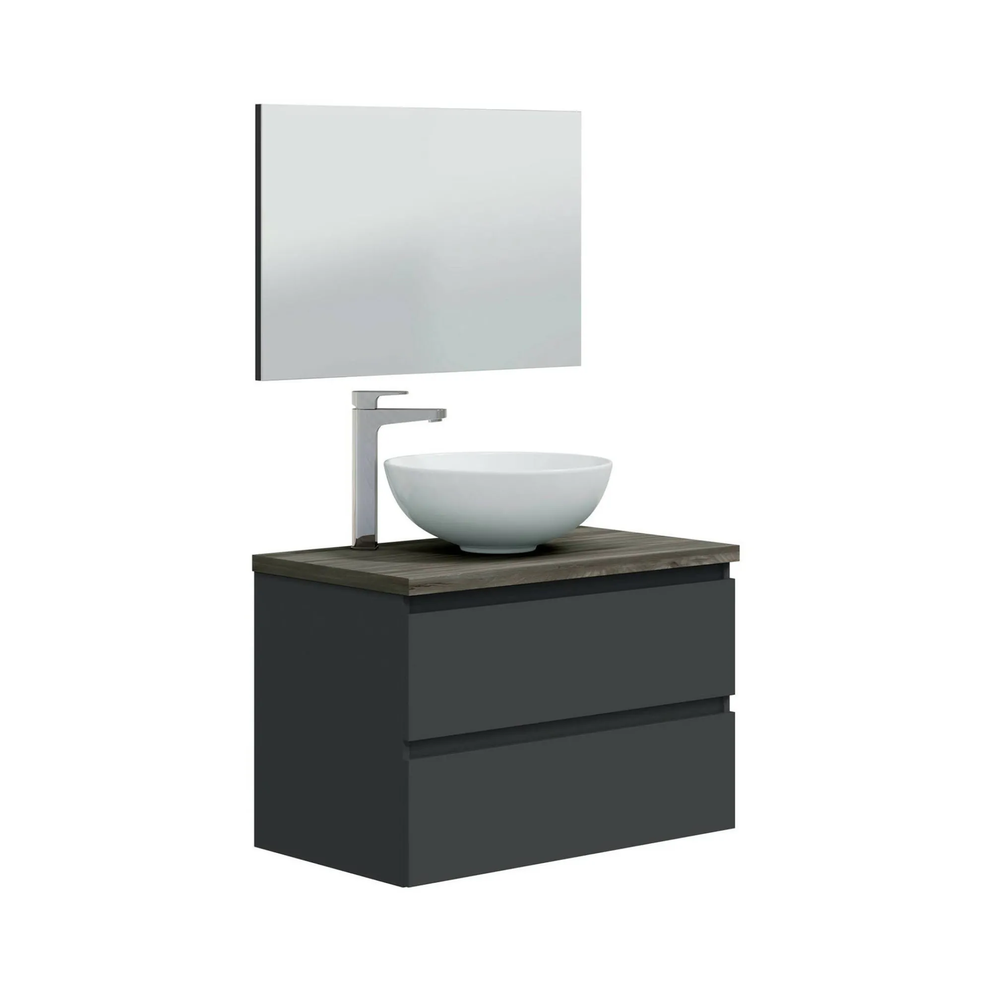 Mobile sottolavabo Dabakumo, 79x46 h53 cm, Antracite e Olmo<Dmora Sale