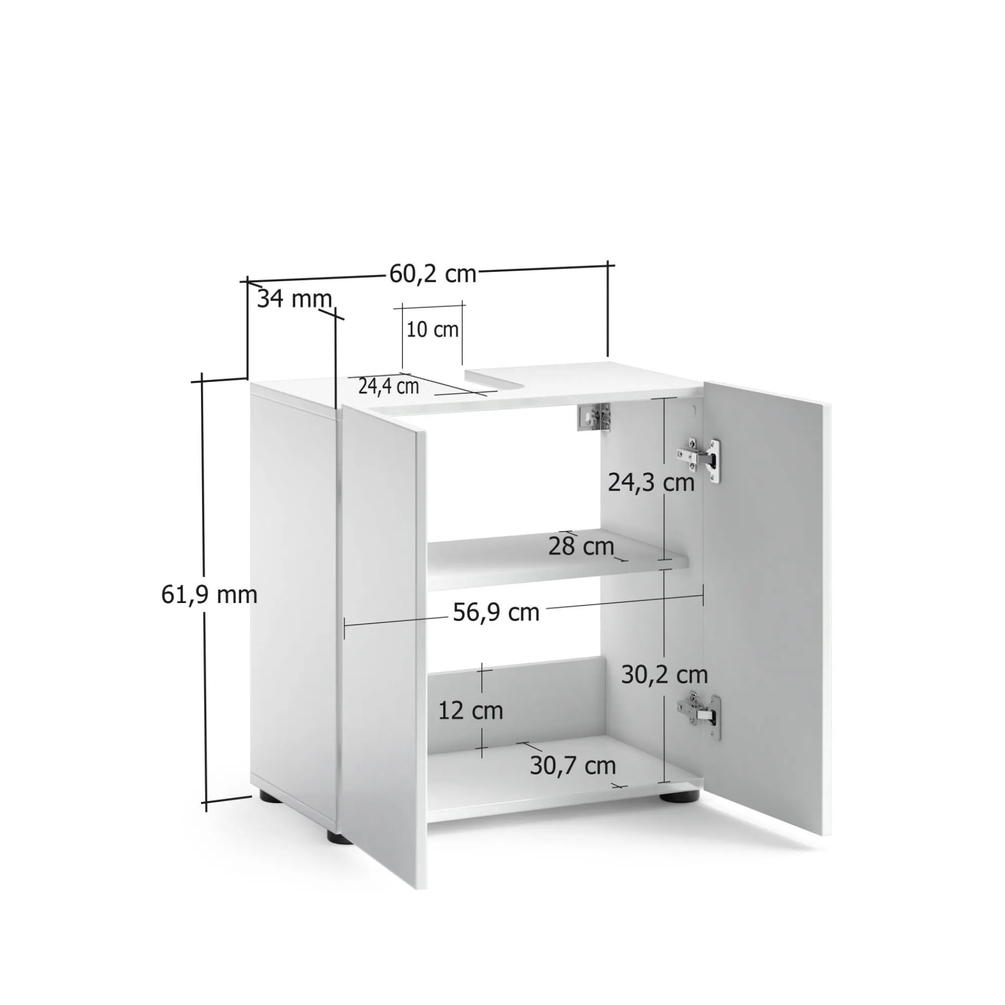 Mobile sottolavabo Dellertsso, , 60x34h62 cm<Dmora Store
