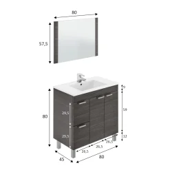 Mobile sottolavabo Dgabett, 80x45h80 cm,<Dmora Outlet
