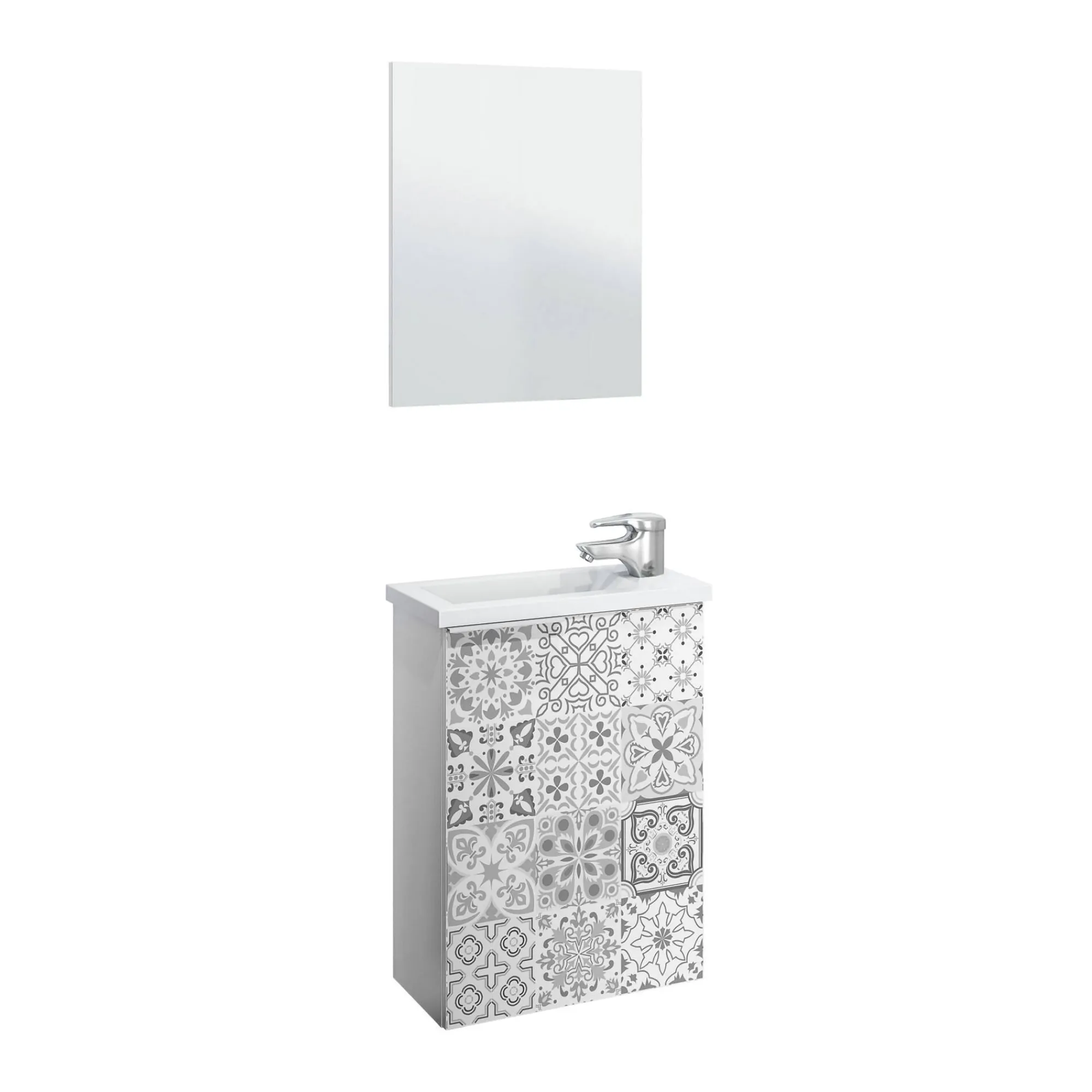 Mobile sottolavabo Dlott, 40x22h58 cm, Bianco lucido e Cemento<Dmora Hot